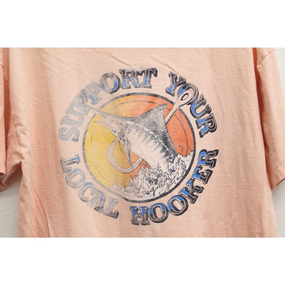 Vintage Support Your Local Hooker Avalon Anchorage Alaska Marina T Shirt Large - Picture 2 of 9